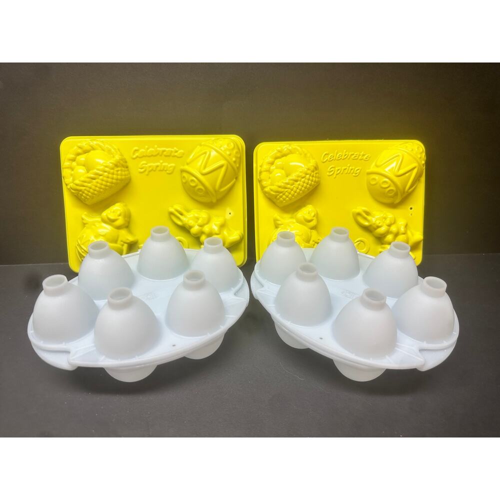 VTG 4X Jello Jiggler Molds 2 Celebrate Spring, 2 smooth eggs